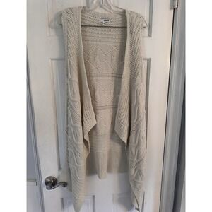 Sonoma Women's Sz XL Sweater Vest Open Front Beige Crochet Boho Thick Knit